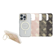 Guess PC/TPU Electroplated iPhone 16 Pro hátlap tok kitámasztóval, cserélhető hátlappal, átlátszó tok és táska