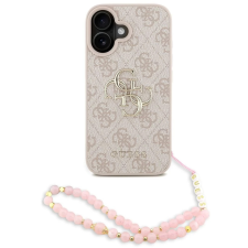 Guess PU 4G Big Metal Logo Strap tok Apple iPhone 16 rózsaszín tok és táska