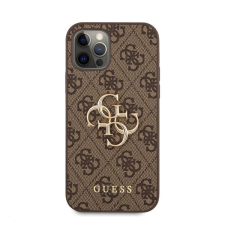 Guess PU 4G Metal Logo Apple iPhone 12/12 Pro hátlap tok, barna tok és táska