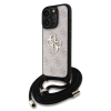 Guess PU 4G Metal Logo Crossbody Strap iPhone 16 Pro Max hátlap tok, rózsaszín