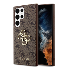 Guess PU 4G Metal Logo Samsung Galaxy S24 Ultra hátlap tok, barna tok és táska