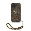 Guess PU 4G Metal Logo Strap Apple iPhone 16 hátlap tok barna színű karpánttal, barna-arany