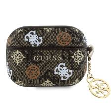 Guess PU 4G Peony Charm Apple AirPods Pro tok, barna fülhallgató, fejhallgató tok