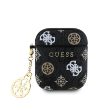 Guess PU 4G Peony Charm tok AirPods 1/2 készülékhez fekete fülhallgató, fejhallgató tok