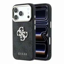 Guess Pu 4G Strass Metal Logo tok, Apple iPhone 18 Pro Max - fekete tok és táska