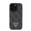 Guess PU 4G Strass Triangle Metal Logo Apple iPhone 16 Pro Max hátlap tok, fekete