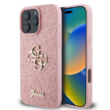 Guess PU Fixed Glitter 4G Metal Logo iPhone 16 Pro Pink tok tok és táska