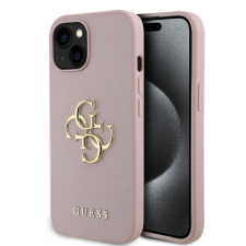Guess PU Grained 4G Metal Logo Apple iPhone 16 hátlap tok, rózsaszín tok és táska