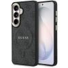 Guess PU Leather 4G Gold Frame Magnetic Zadní Kryt pro Samsung Galaxy S26 Black