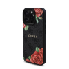 Guess PU Leather 4G Roses iPhone 16 Pro Max MagSafe műbőr tok, fekete-rózsa