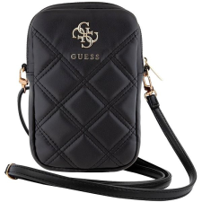 Guess Quilted 4G Metal Logo fekete cipzáras PU telefon táska tok és táska