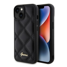 Guess Quilted Metal Logo Apple iPhone 15 hátlap tok, fekete tok és táska