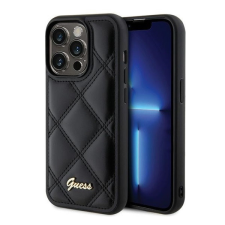 Guess Quilted Metal Logo Apple iPhone 15 Pro hátlap tok, fekete tok és táska