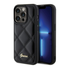 Guess Quilted Metal Logo Apple iPhone 15 Pro Max hátlap tok, fekete tok és táska