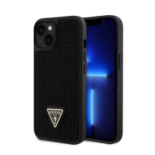 Guess Rhinestones Triangle Metal Logo Case for iPhone 15 fekete (GUHCP15SHDGTPK) tok és táska