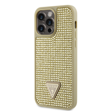 Guess Rhinestones Triangle Metal Logo iPhone 15 Pro hátlap tok, arany tok és táska