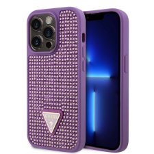 Guess Rhinestones Triangle Metal Logo iPhone 15 Pro hátlap tok, lila tok és táska