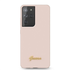 Guess Samsung S21 Ultra GUESS GUHCS21LLSLMGLP Liquid Silicon Hátlap - Rózsaszín tok és táska