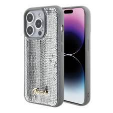 Guess Sequin Script Metal Apple iPhone 15 Pro hátlap tok, ezüst (GUHCP15LPSFDGSS) (GUHCP15LPSFDGSS) tok és táska