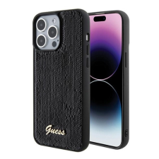 Guess Sequin Script Metal Apple iPhone 15 Pro Max hátlap tok, fekete tok és táska