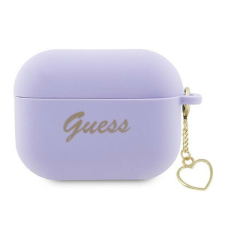 Guess Silicone Charm Heart Apple AirPods Pro 2 tok , lila fülhallgató, fejhallgató tok