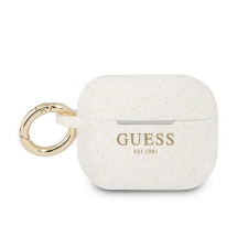 Guess Silicone Glitter Apple AirPods Pro tok, fehér fülhallgató, fejhallgató tok