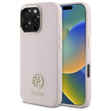  Guess Silicone Logo Strass 4G tok iPhone 16 Pro-hoz - világos rózsaszín tok és táska