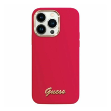 Guess Silicone Script Metal Logo iPhone 16 Pro kemény hátlap tok, magenta GUHCP16LSMBSLM tok és táska