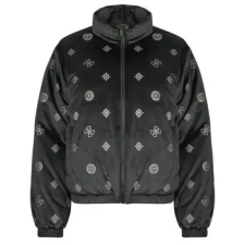 Guess Steppelt kabátok AMALIA ALLOVER PEONY PUFFER JACKET Fekete EU XS női dzseki, kabát