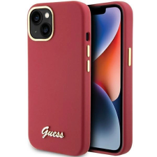 Guess Szilikon Script fém logós és FRAME tok iPhone 15 - piros tok és táska