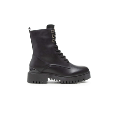 Guess Találd ki, női bőrcsizma fémes logóval Fekete 36 EU