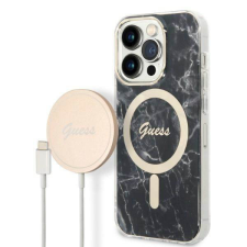 Guess tok+ töltő iPhone 14 Pro 6,1" fekete Márvány MagSafe keménytok tok és táska