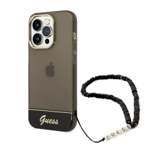 Guess Translucent Pearl Strap Apple iPhone 14 Pro hátlap tok , fekete tok és táska