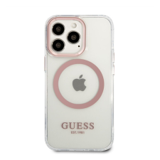 Guess Transparent MagSafe Apple iPhone 13 Pro hátlap tok, rózsaszín tok és táska