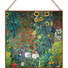 Gustav Klimt - Kert napraforgókkal üvegkép grafika, keretezett kép
