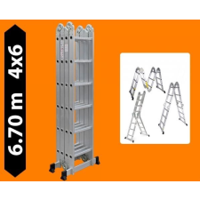 guteleiter Multifunkciós alumínium létra 6,7 méter magas 4 részes összehajtható, összecsukható, 4x6 létrafok létra és állvány