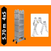 guteleiter Multifunkciós létra 5,7 méter magas 4 részes összehajtható, összecsukható, 4x5 létrafok