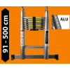 guteleiter Teleszkópos, kétágú létra, aluminium rögzítőgyűrűkkel, kinyitva 500 cm, összecsukva 91 cm magas. Multifunkciós, változtatható szárhosszú létra