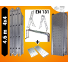guteleiter Trepnis multifunkciós csuklós létra pallóval 4,6 méter magas, platfrommal, 4 részes összehajtható, összecsukható, 4x4 létrafok