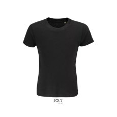  Gyerek CRUSADER környakas rövid ujjú pamut póló, SOLS SO03580, Deep Black-10A