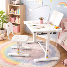  Gyerek íróasztal székkel és lámpával - fehér gyermekbútor