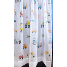 Gyerekmintás Autós fehér voila kész függöny markoló, traktor bordűrös 120x180cm lakástextília