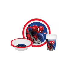 Gyermek műanyag edények, SPIDERMAN Micro, tányér, tál, csésze, 840456 babaétkészlet