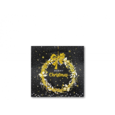 Gyertya &amp; Decor Ajándéktasak karácsonyi koszorú fekete/arany glitteres ajándéktasak