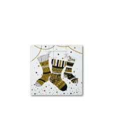 Gyertya &amp; Decor Ajándéktasak karácsonyi zoknik fehér/arany glitteres ajándéktasak