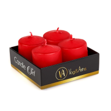  Gyertyaszett, piros, illatmentes. Mérete: 3,7x5 cm, súlya: 4x45 gr dekorációs kellék