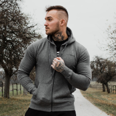 GymBeam Zipper Hoodie Grey Black pulcsi M