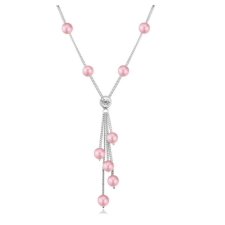 Gyöngyös függő-rózsaszín- Swarovski kristályos - Nyakék nyaklánc