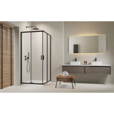  H2O Comfort Black C/D szögletes fekete zuhanykabin 100x80 átlátszó kád, zuhanykabin