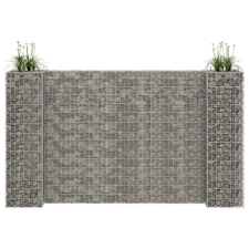  H alakú acéldrót virágtartó gabion 260 x 40 x 150 cm kerti tárolás